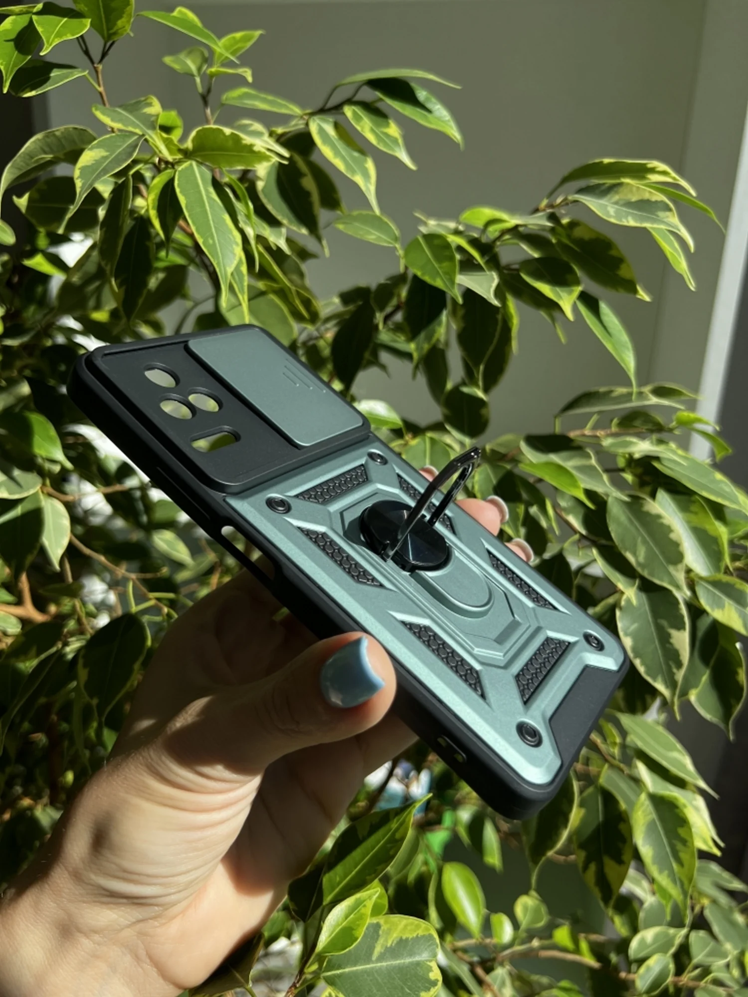 Зеленый чехол противоударный armors для Xiaomi Poco F4 / Поко Ф4 с защитой камеры