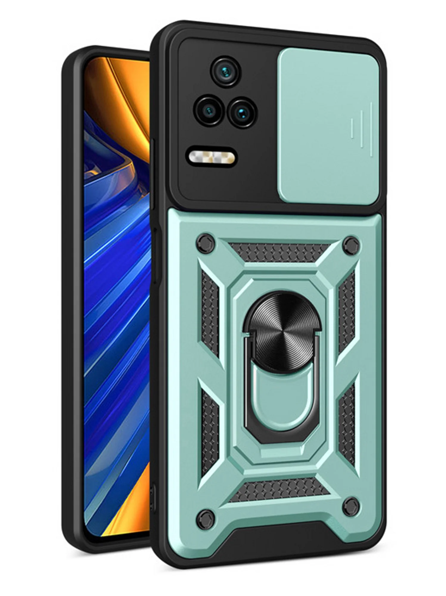 Зеленый чехол противоударный armors для Xiaomi Poco F4 / Поко Ф4 с защитой камеры