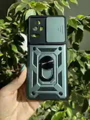 Зеленый чехол противоударный armors для Xiaomi Poco F4 / Поко Ф4 с защитой камеры