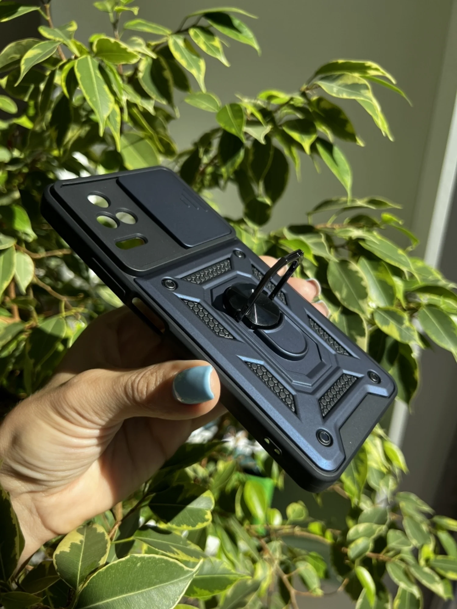 Темно-синий чехол противоударный armors для Xiaomi Poco F4 / Поко Ф4 с защитой камеры