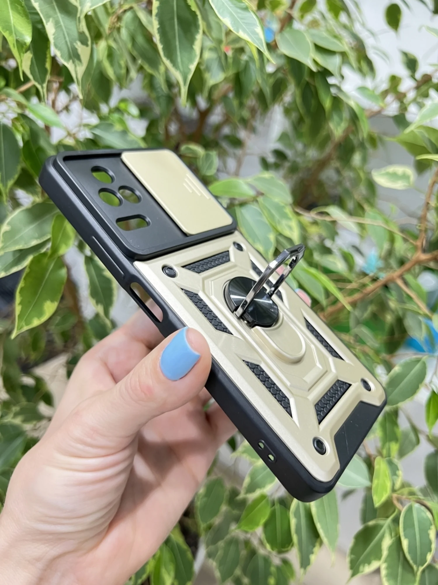 Золотой чехол противоударный armors для Xiaomi Poco F4 / Поко Ф4 с защитой камеры