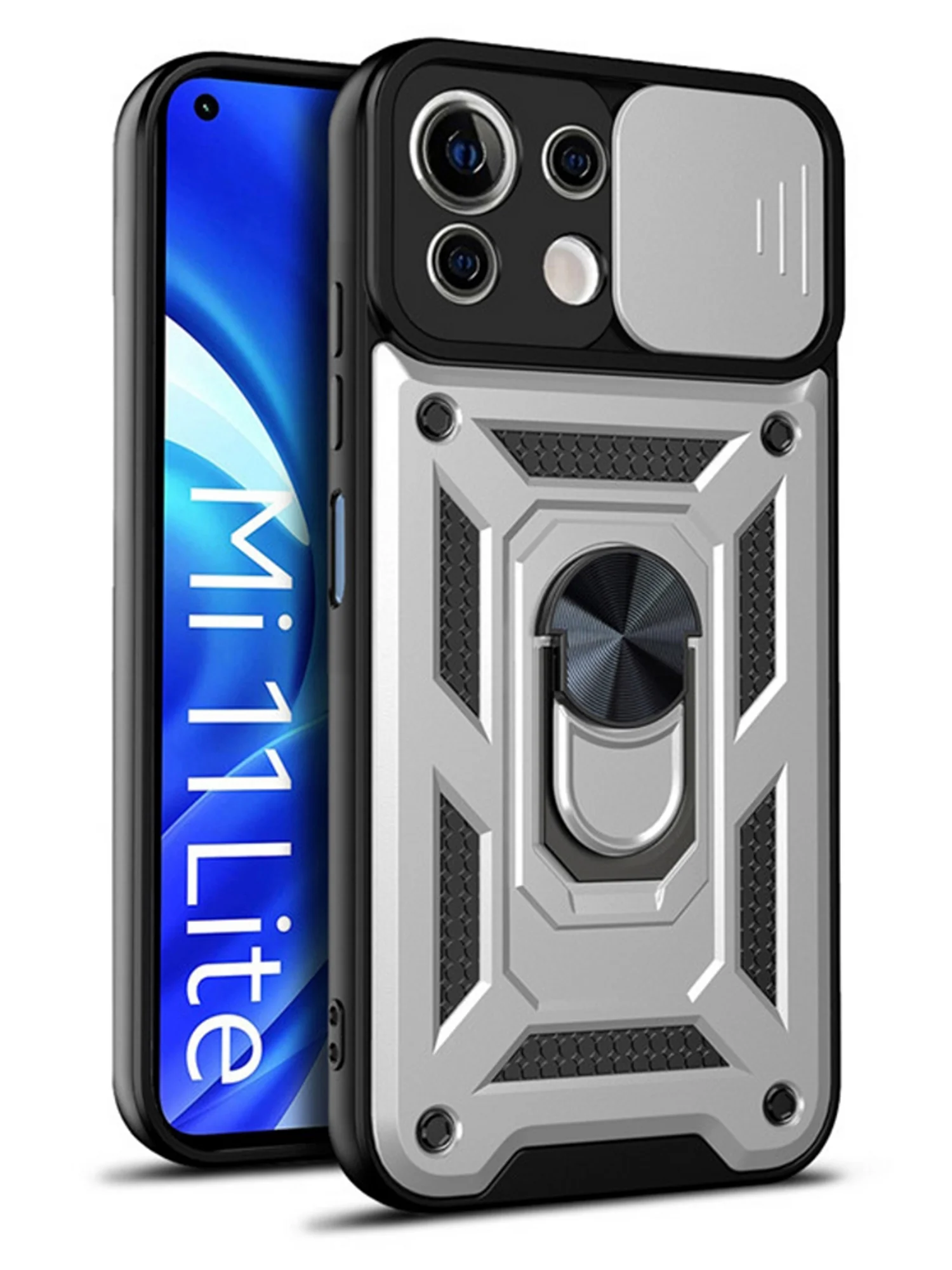 Серебряный чехол противоударный armors для Xiaomi Mi 11 Lite 4G и 5G и NE/Ми 11 Лайт с защитой камеры