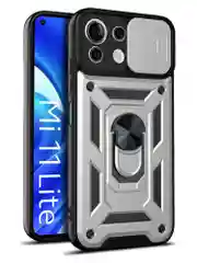 Серебряный чехол противоударный armors для Xiaomi Mi 11 Lite 4G и 5G и NE/Ми 11 Лайт с защитой камеры
