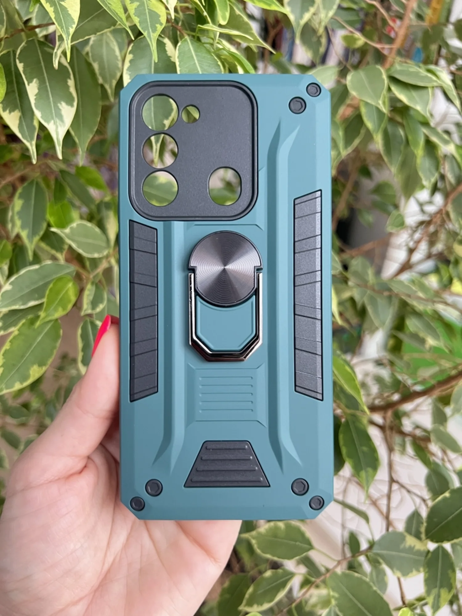 Тёмно-зелёный чехол противоударный military для Tecno Spark 8C и Spark GO 2022/Техно 8С и Спарк ГО 2022