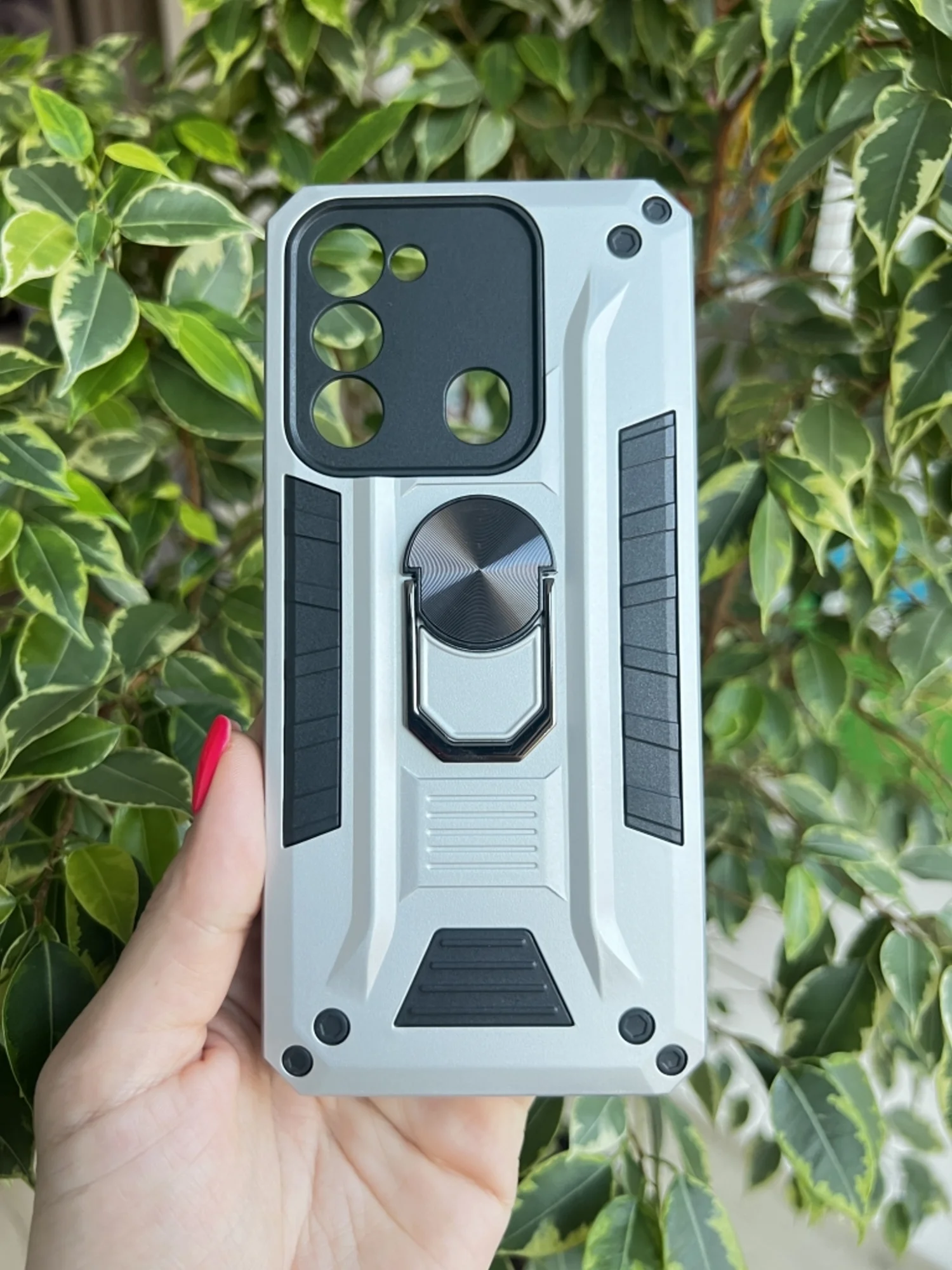 Серебряный чехол противоударный military для Tecno Spark 8C и Spark GO 2022/Техно 8С и Спарк ГО 2022