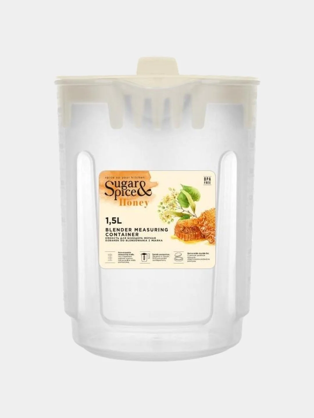 Кремовый емкость для блендера мерная Sugar&Spice коллекция Honey прозрачный 1,5л, 195х126х178мм