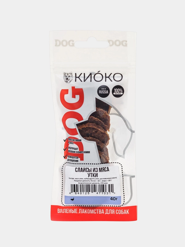 Лакомство для собак Киоко Слайсы, из мяса утки, 40 г