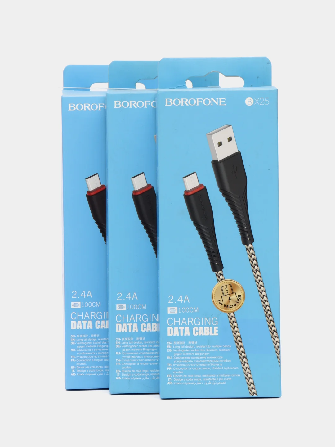 Черный кабель для зарядки Borofone BX25 MicroUSB 1М 2.4А