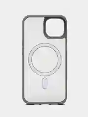 Серый меланж чехол с MagSafe для iPhone 15, 14, 13, 12, 11, XS, XR, Plus, Pro, Max, mini, прозрачный силикон