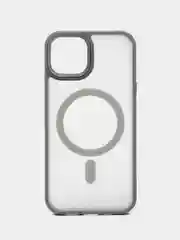 Серый меланж чехол с MagSafe для iPhone 15, 14, 13, 12, 11, XS, XR, Plus, Pro, Max, mini, прозрачный силикон