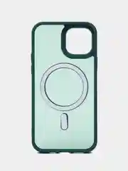 Зеленый чехол с MagSafe для iPhone 15, 14, 13, 12, 11, XS, XR, Plus, Pro, Max, mini, прозрачный силикон