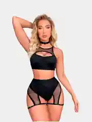 Черный женский комплект нижнего белья