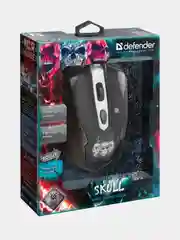 Мышь проводная Defender SKULL GM-180L черный + коврик