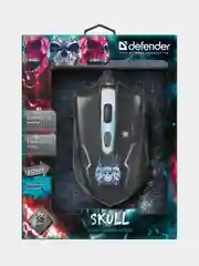 Мышь проводная Defender SKULL GM-180L черный + коврик
