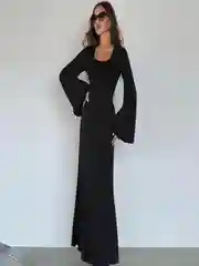 Черный платье женское, платье лапша длинное
