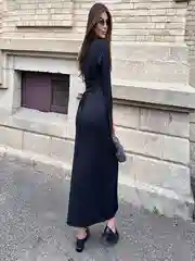 Черный платье женское, платье лапша длинное