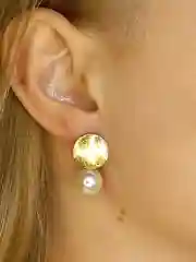 Серьги жемчуг на золотом круге