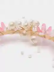 Кораллово-розовый ободок с жемчугом, венок ободок для волос, свадебный, выпускной с бусинами
