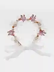 Розовый ободок с жемчугом, венок ободок для волос, свадебный, выпускной с бусинами