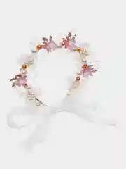Розовый ободок с жемчугом, венок ободок для волос, свадебный, выпускной с бусинами