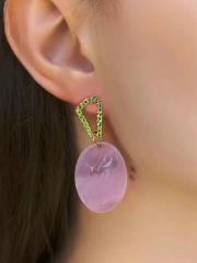 Серьги овальные, розовые