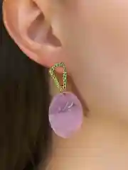 Серьги овальные, розовые