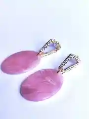 Серьги овальные, розовые