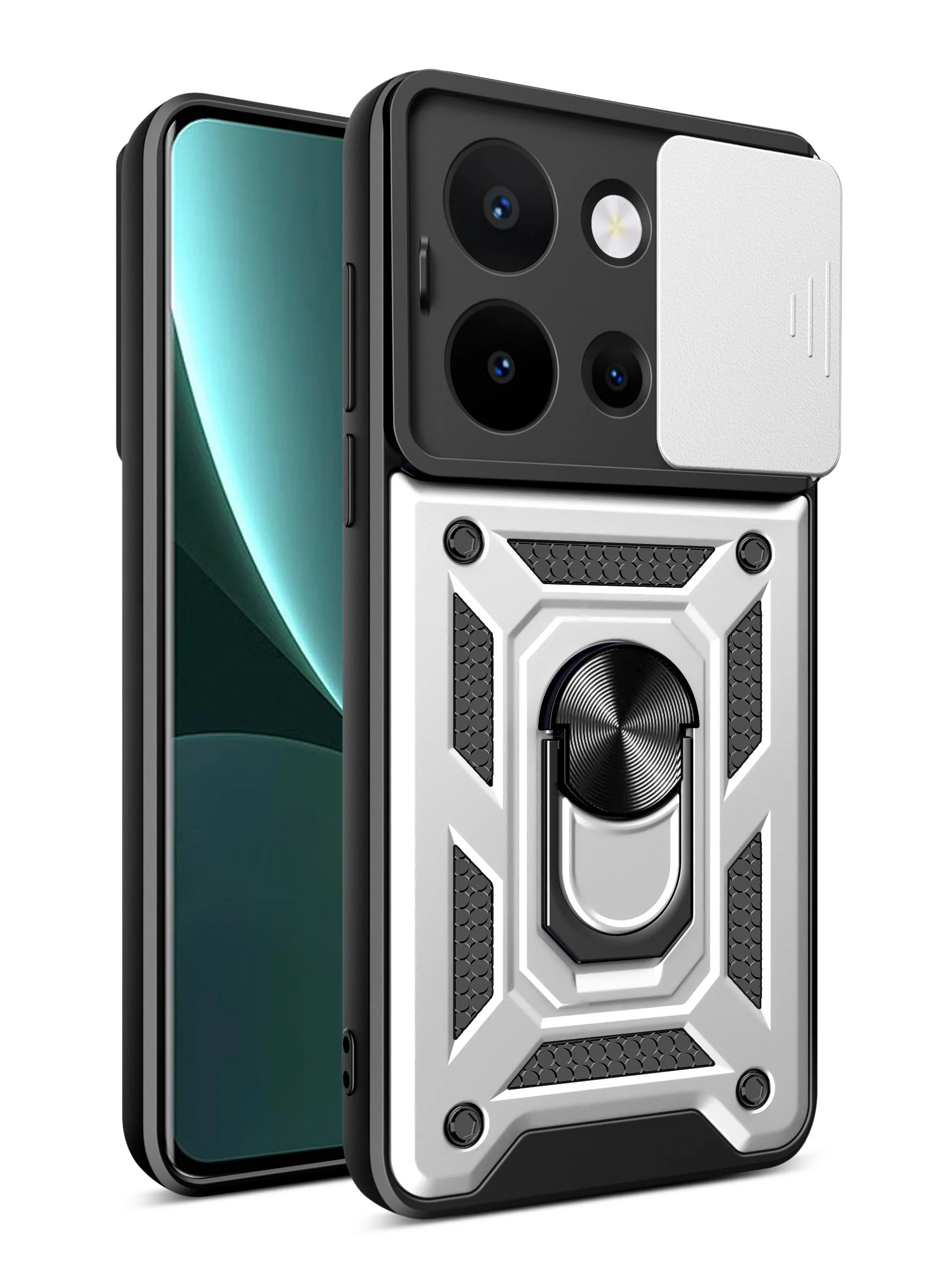 Серебряный чехол противоударный armors для Vivo Y36 4G / Виво У36 4G с защитой камеры