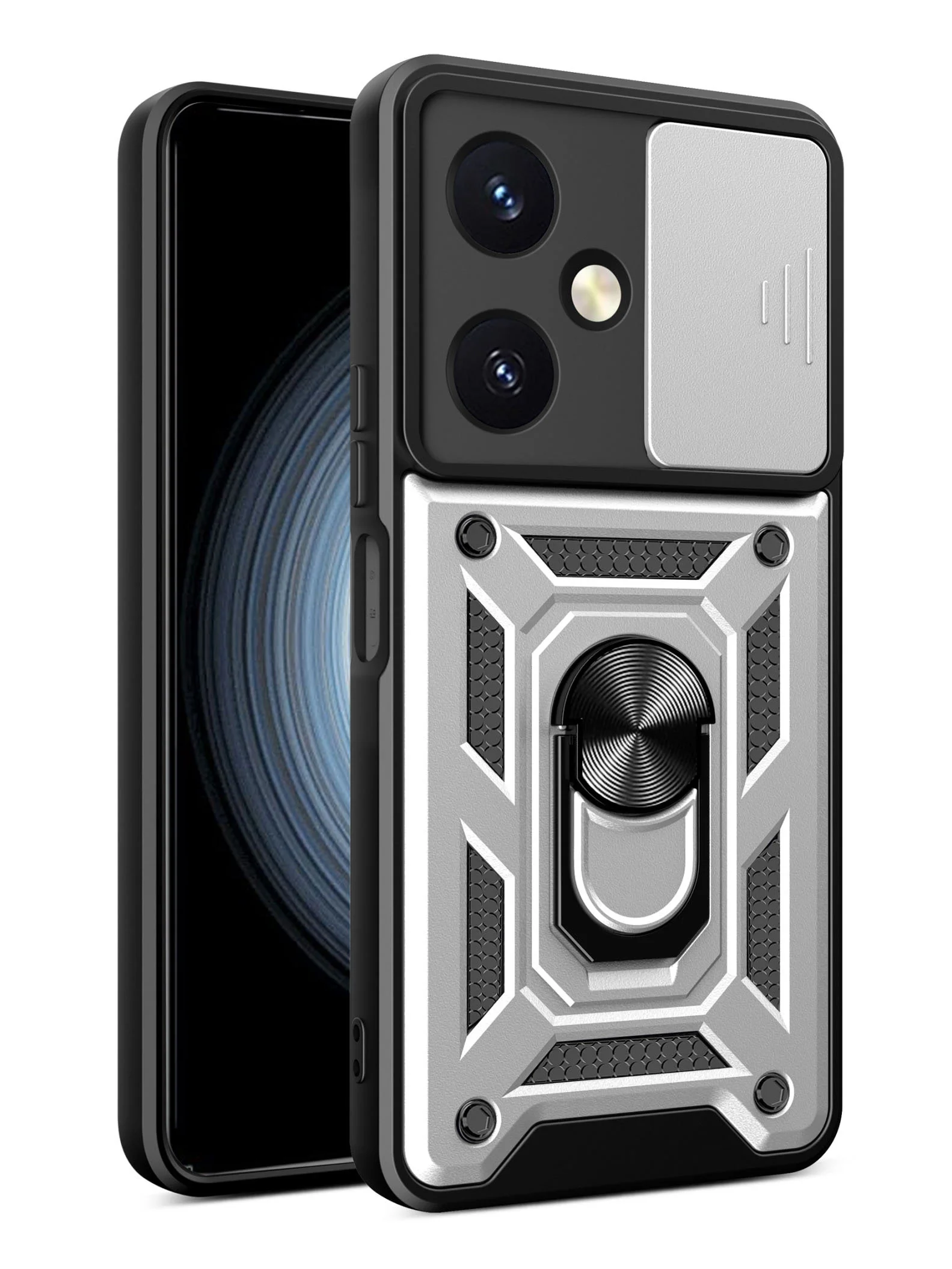 Серебряный чехол противоударный armors для Vivo Y27 4G / Виво У27 4G с защитой камеры