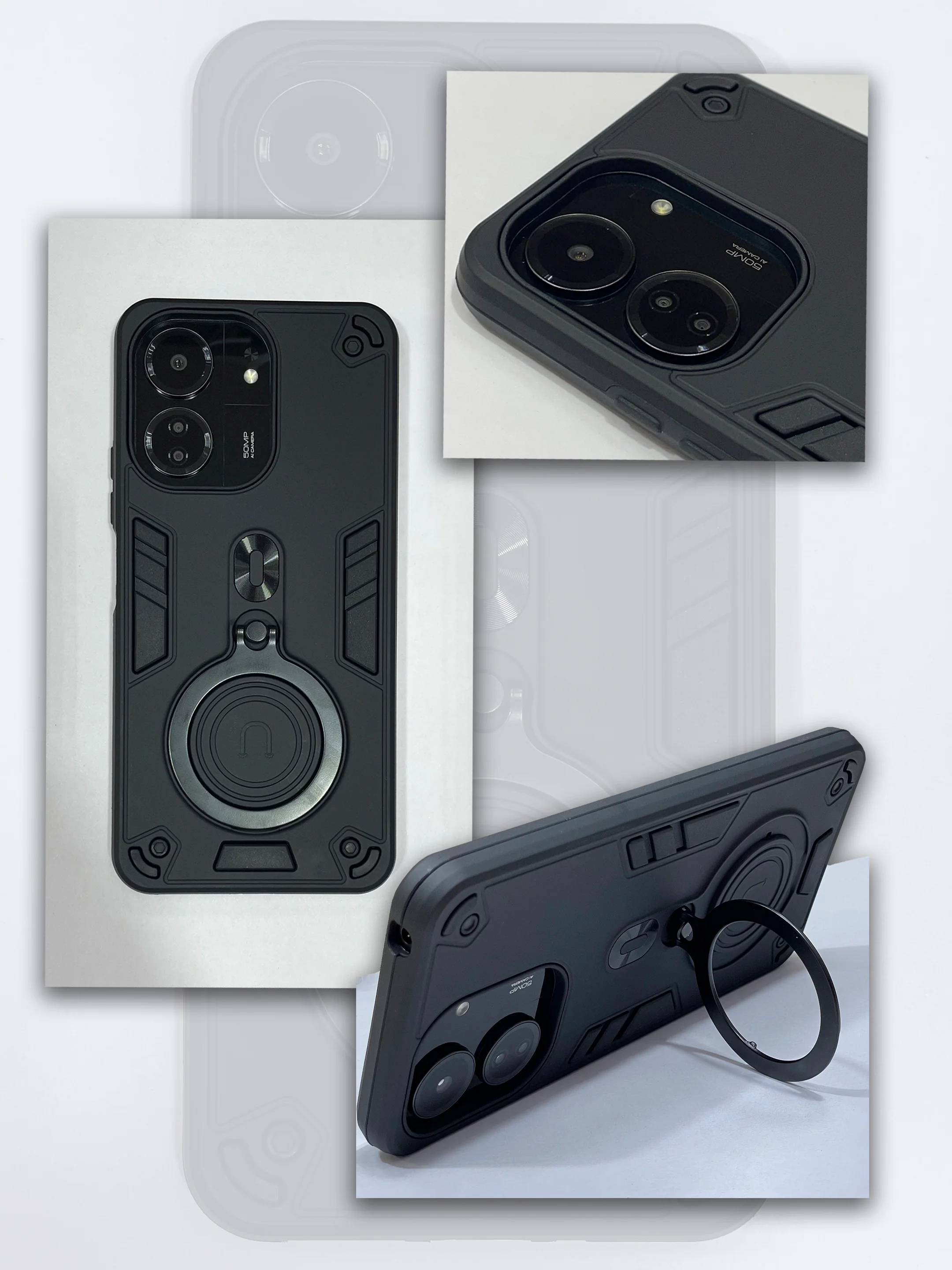 Черный чехол для Xiaomi Redmi 13C 4G / Poco C65 5G, противоударный