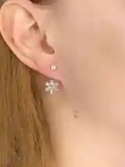 Серьги джекеты Цветок с жемчужиной