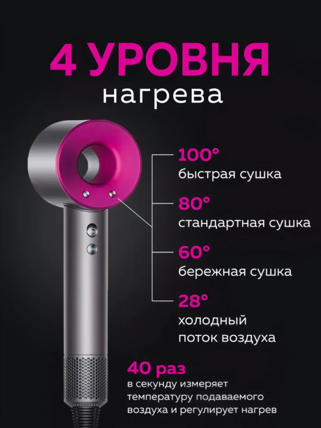 Профессиональный фен мультистайлер для сушки и укладки волос, с насадками, стайлер