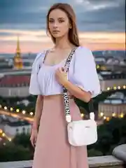 Белый сумка женская через плечо, сумка кросс боди, женская сумка