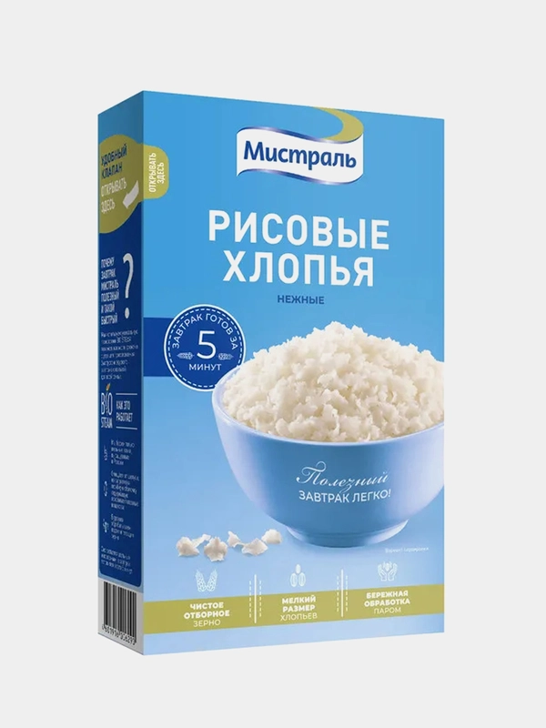 Хлопья МИСТРАЛЬ Рисовые Нежные, 400 г