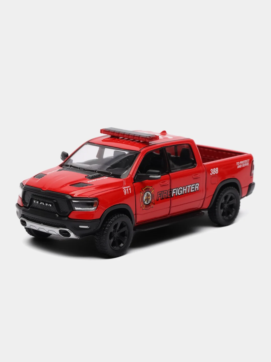 Красный машинка металлическая Kinsmart 1:46 2019 Dodge RAM 1500 Firefighter/Police KT5413DPR