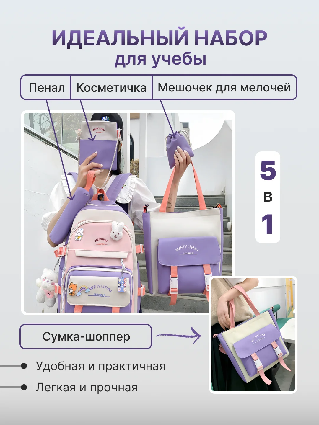 Фиолетовый рюкзак школьный, для девочки и для мальчика
