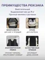 Черный рюкзак школьный, для девочки и для мальчика