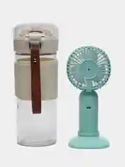 Белый подарочный набор 2 в 1, мини вентилятор и бутылка для воды