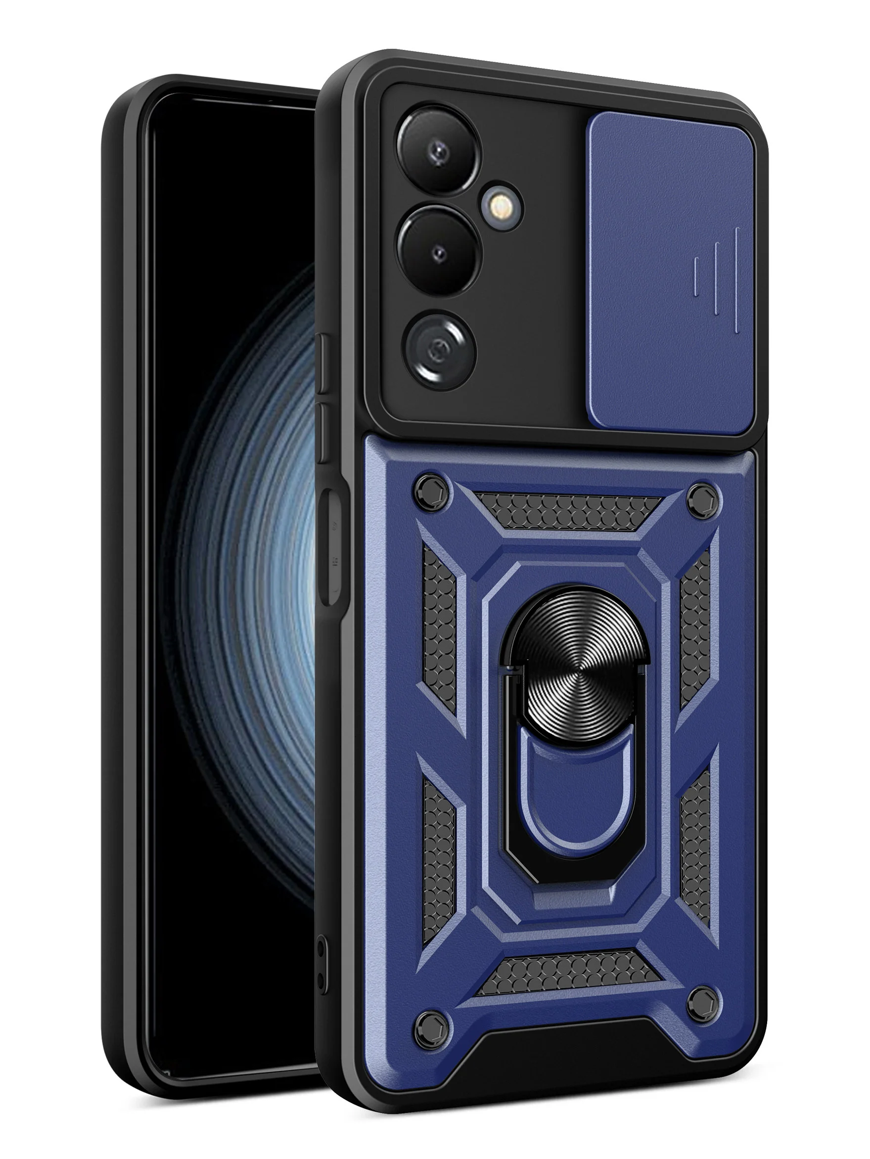 Темно-синий чехол противоударный armors для Tecno Pova 4 Pro / Техно Пова 4 Про с защитой камеры