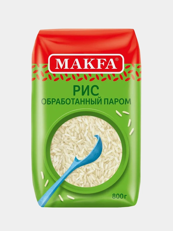 Рис длиннозерный обработанный паром MAKFA, 800 г