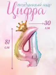 Розовый воздушный шар цифра, розовая