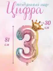 Розовый воздушный шар цифра, розовая
