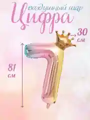 Розовый воздушный шар цифра, розовая
