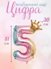 Розовый воздушный шар цифра, розовая