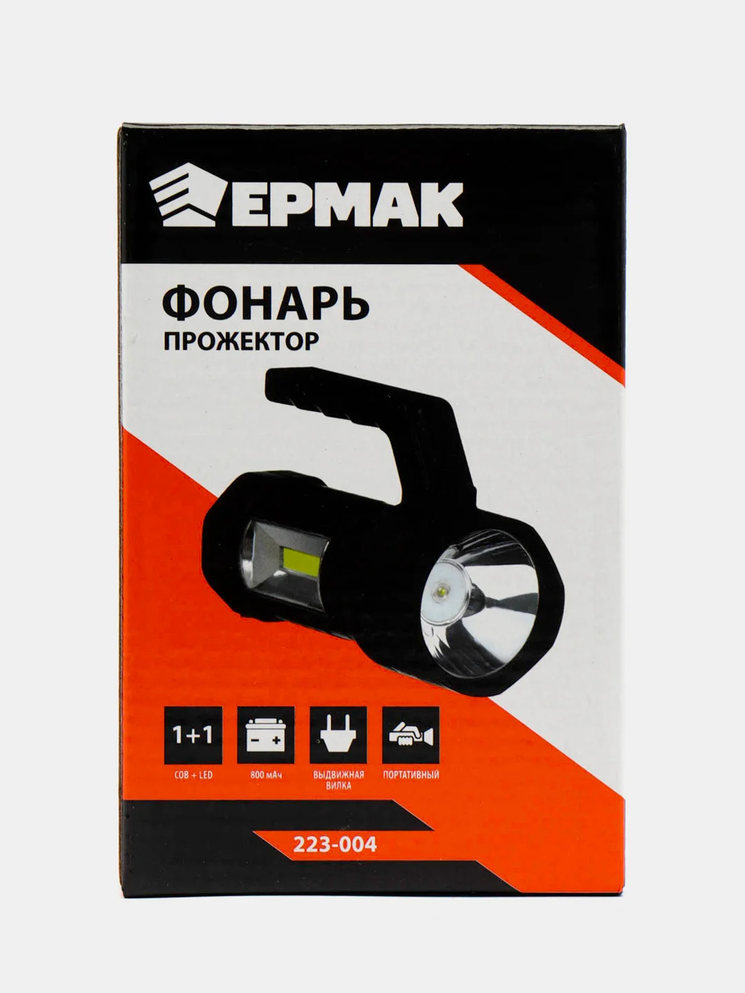ЧИНГИСХАН Фонарь прожектор, 1 LED+12 LED, 1Вт+3Вт, 800мАч, вилка 220В, 2 режима, пластик