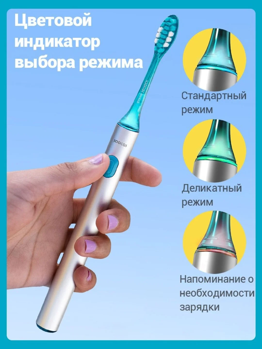 Голубой электрическая зубная щетка Xiaomi Soocas Spark Toothbrush MT1