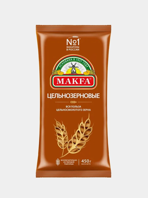 Макаронные изделия MAKFA "Перья", цельнозерновые, 450 г
