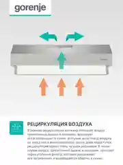 Белый вытяжка встраиваемая козырьковая Gorenje 50см / 60см, WHU629EX/M, WHU529EX/M