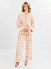 Бежевый женский домашний костюм двойка