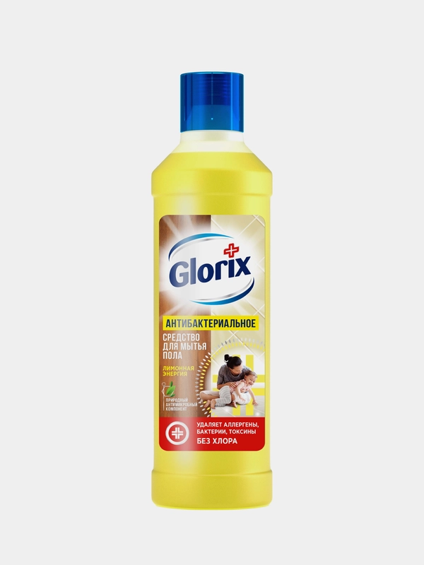 Средство для мытья пола Glorix "Лимонная энергия", антибактериальное, 1 л